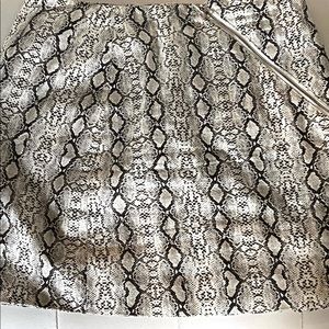 Faux snake skin mini skirt.
